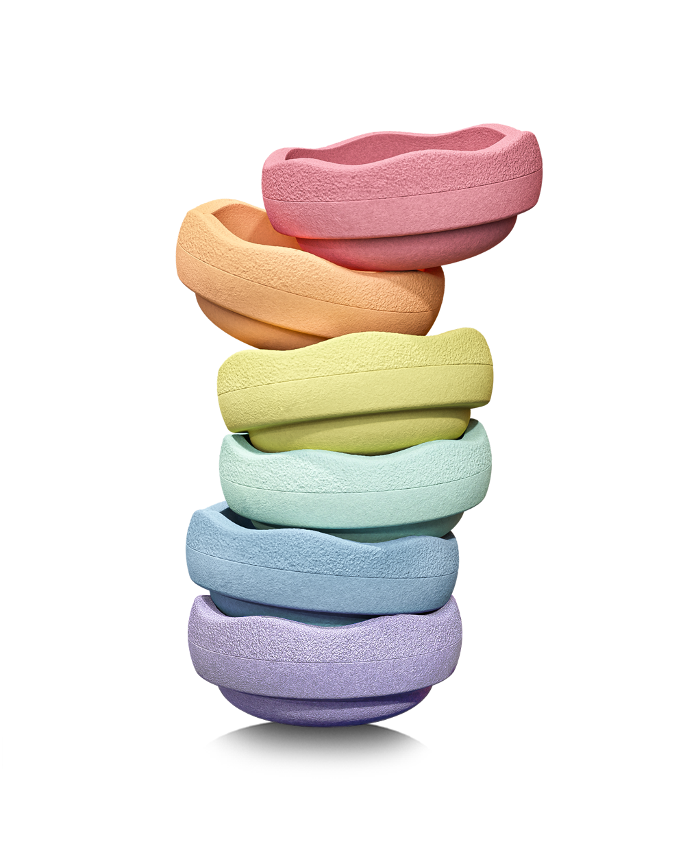 Stapelstein MINI pastelinių spalvų akmenukai sudėti į bokštą